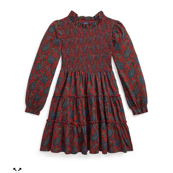 NWT Ralph Lauren Red and Blue Paisley Kids Dress - Picture 3 of 8